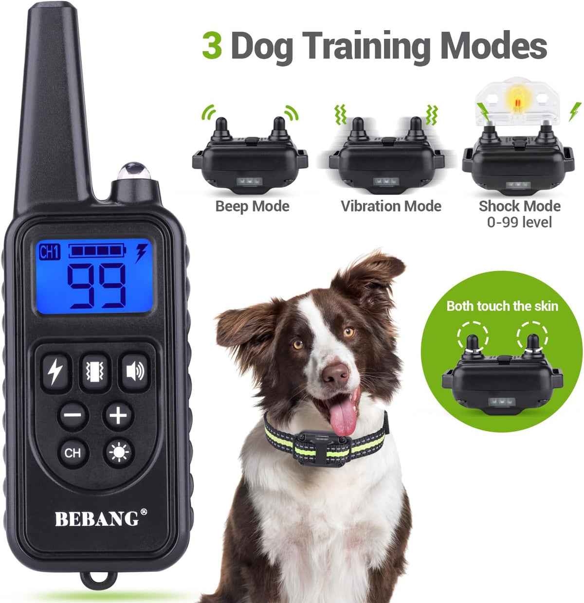 dog training collars, dog shock collar with remote, side view