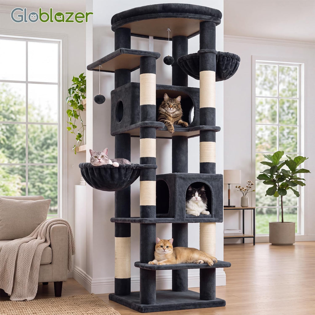 globlazer 74in heavy duty cat tree tower for, front angle view