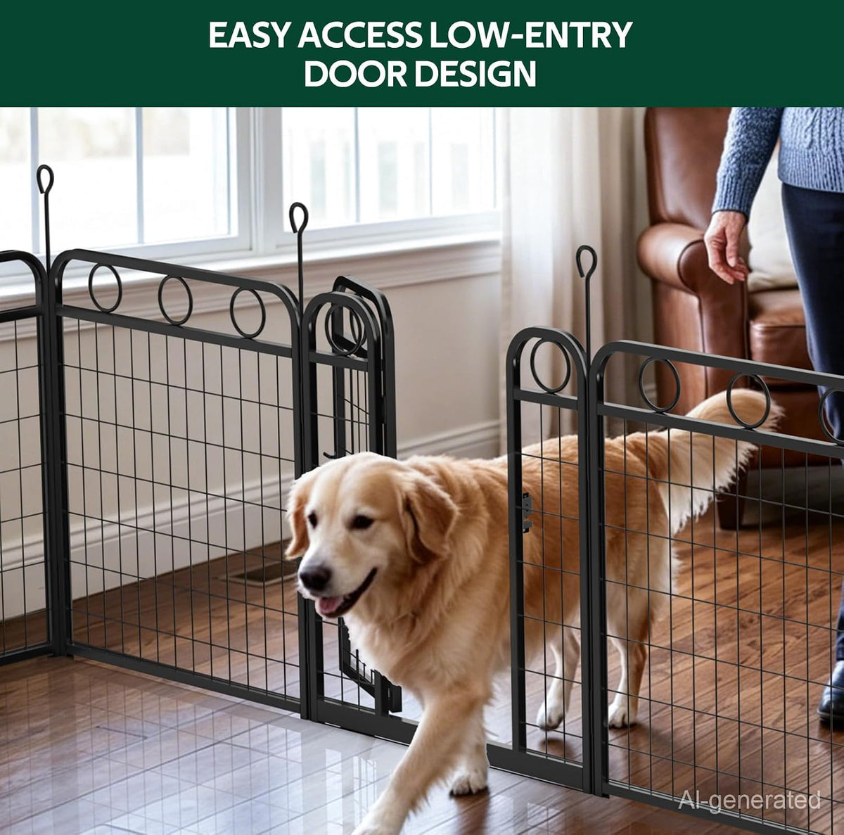 dog playpen - 32 inch 8 panel metal, side view