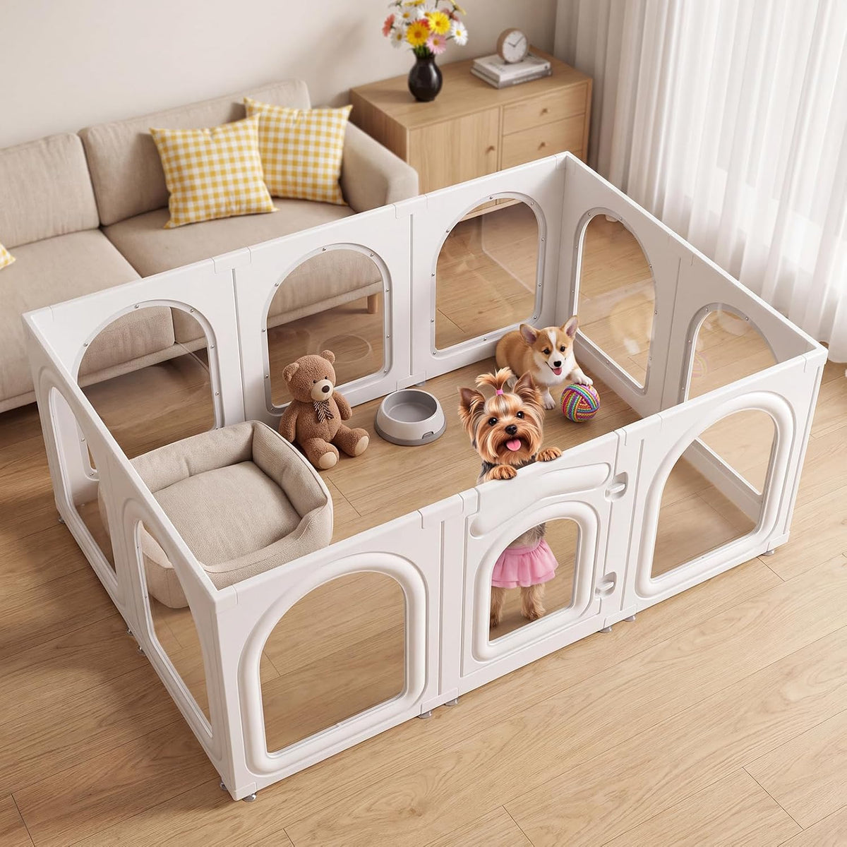 dog playpen indoor, 23.6" h 10 panels acrylic, main product view