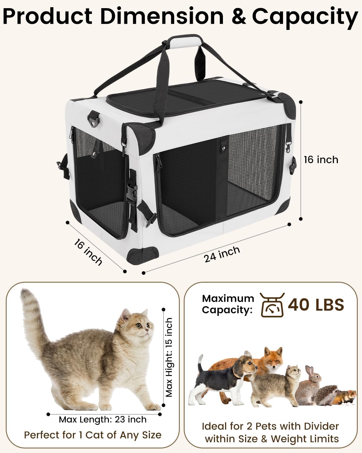 extra large cat carrier for 2 cats with shown in use