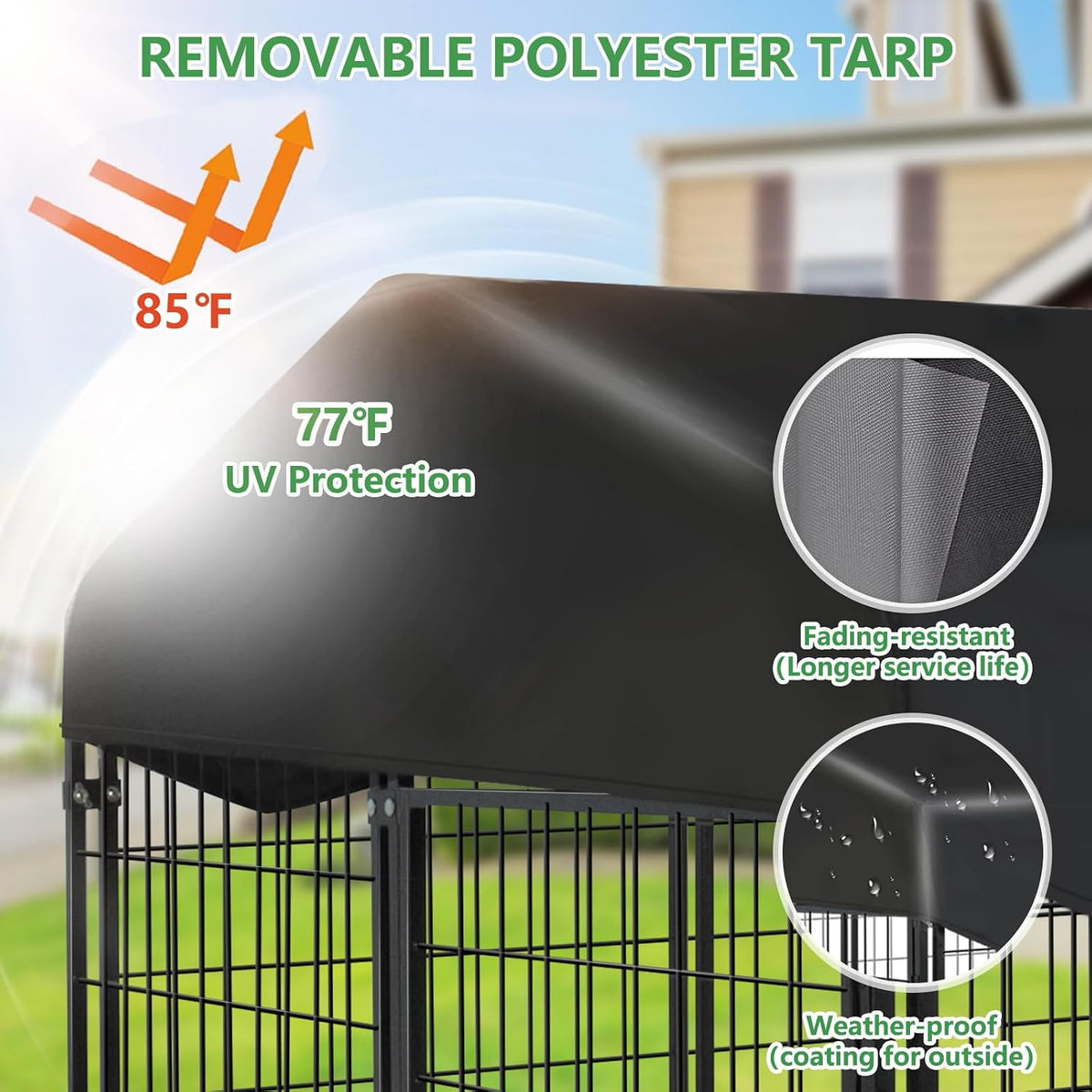 dog kennel outside, 6.2x4x4.5ft dog kennel outdoor with shown in use