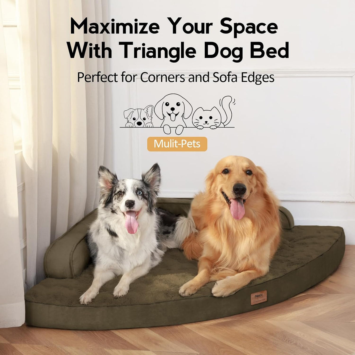 mekiy orthopedic waterproof dog bed with sides for, side view