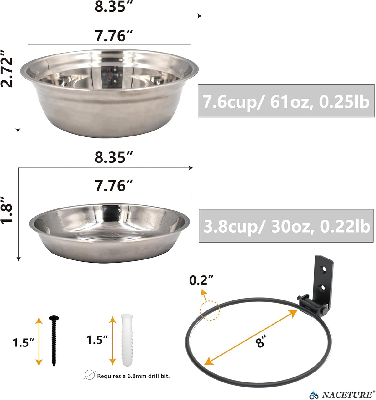 naceture 2 pack bird feeder bowls for outdoor, close-up detail