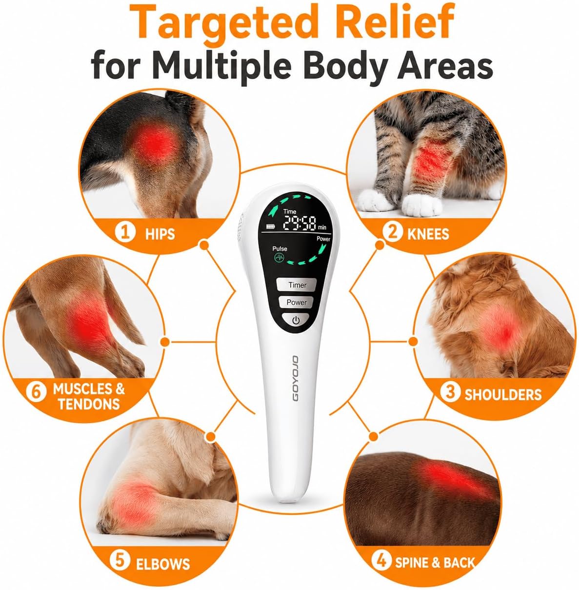 goyojo cold laser therapy for dogs – red, close-up detail