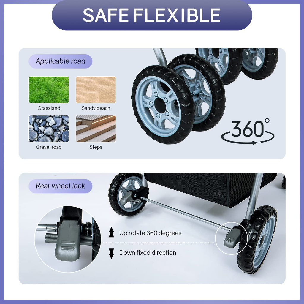 bestpet | 4-wheel foldable pet stroller | grey showing dimensions