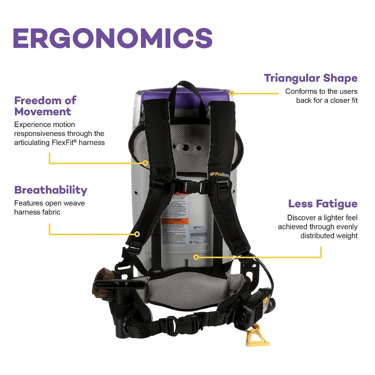 super coach pro 10, 10 qt. backpack vacuum, close-up detail