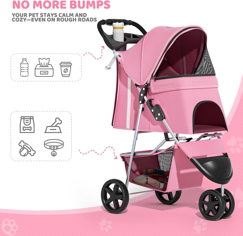 magshion 3-wheel pet stroller for small/medium dog cat, package contents