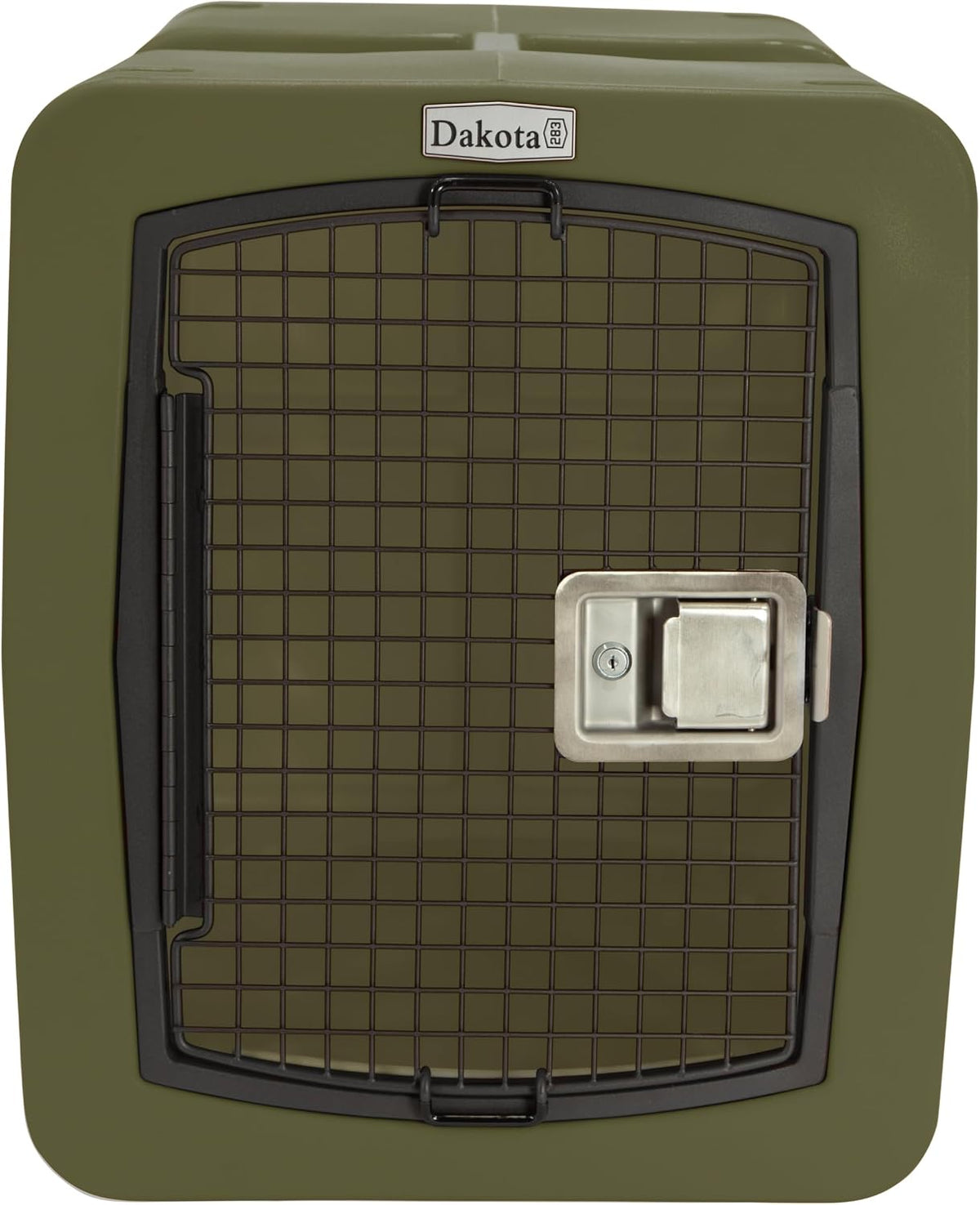 dakota283 g3 portable high-security framed dog kennel, olive, side view