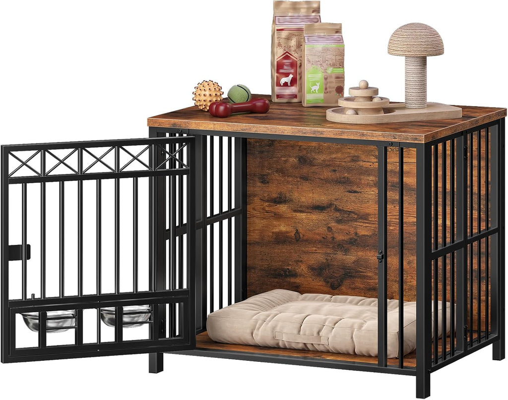 hoobro foldable dog crate furniture with 360° rotating on a desk or shelf