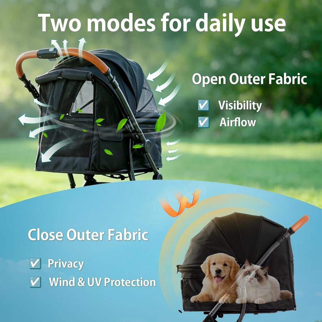 pet stroller for small/medium dogs & cats up shown in use