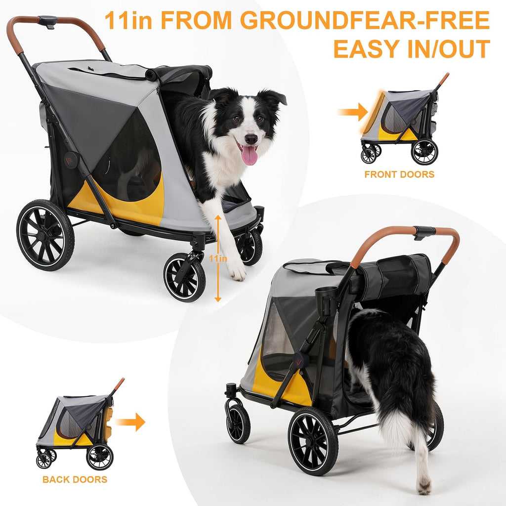 dog stroller for large-dogs: easy fold dual entry, view 9