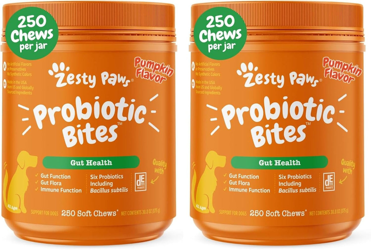 zesty paws probiotics for dogs, digestive enzymes gut, main product view