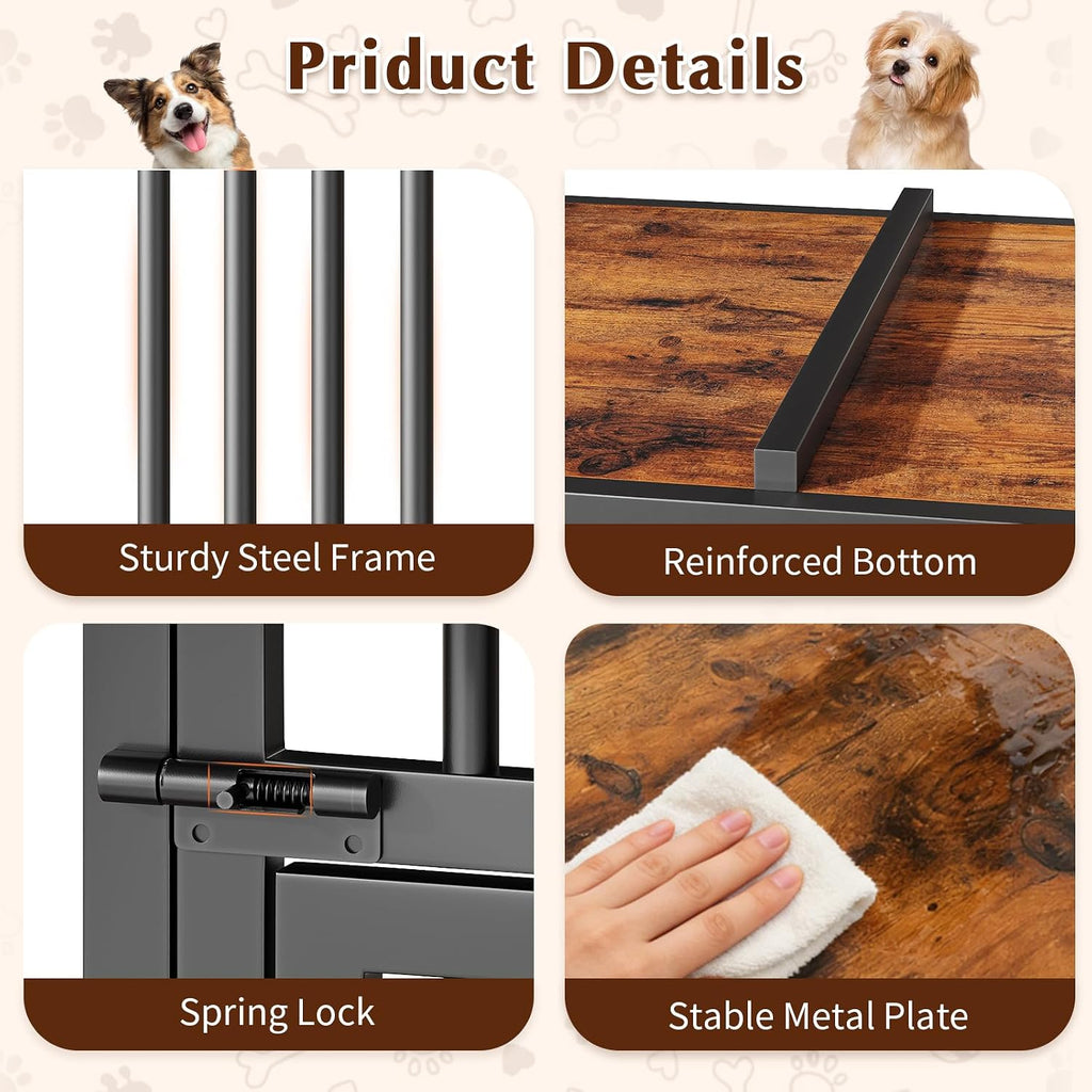 havenlyyouth dog crate furniture, no assembly heavy duty showing dimensions