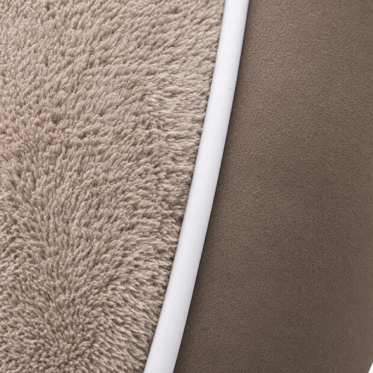 orthopedic dog bed with calming bolster sides, faux, side view
