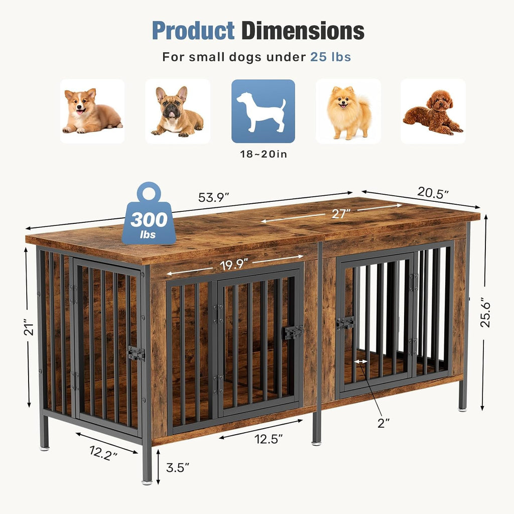 dumos 54" dog crate furniture for 2 dogs, package contents