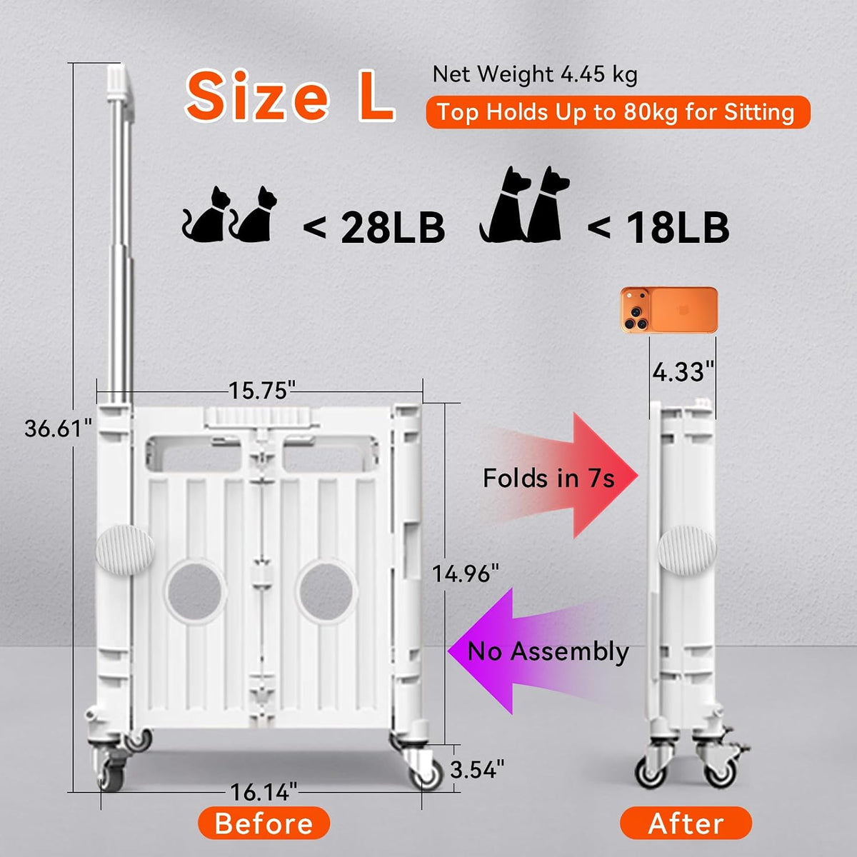 collapsible cat & small dog carrier with wheels, close-up detail