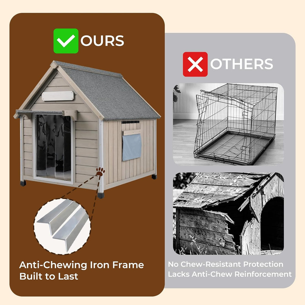 weatherproof wooden dog house outdoor for medium‑large dogs on a desk or shelf