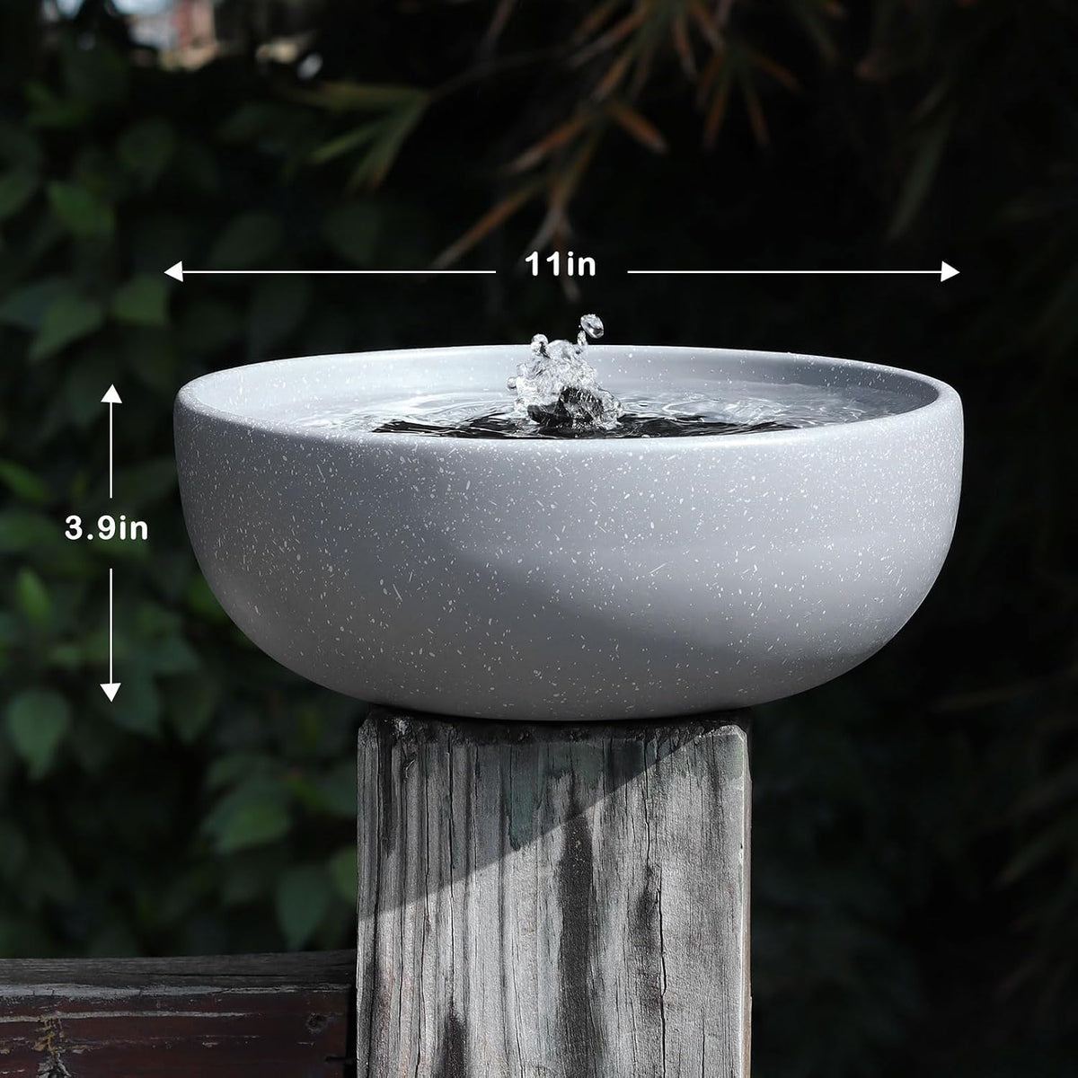 11.2" solar bird bath fountain for outdoors,bird bath shown in use