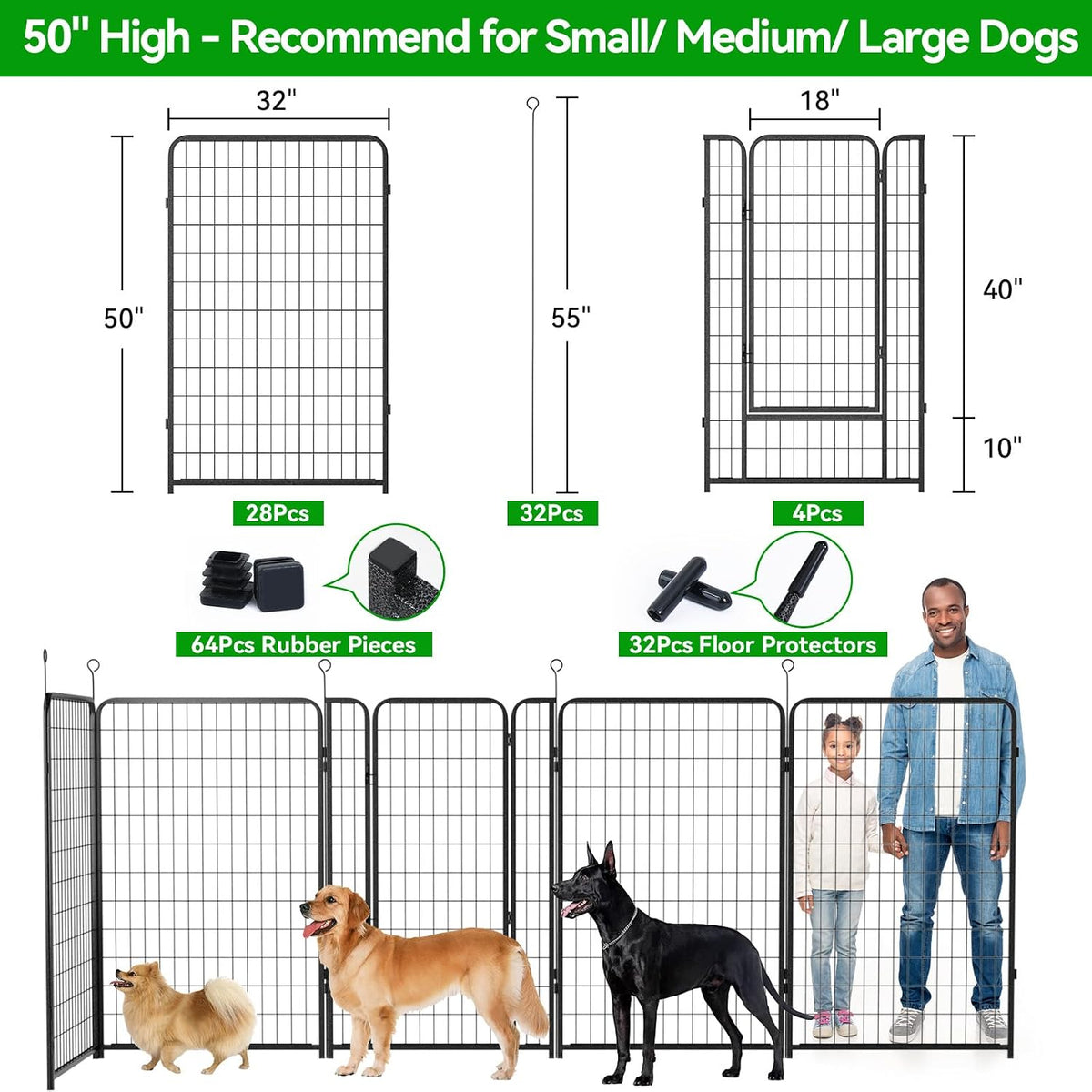 kfvigoho dog playpen outdoor extra wide 32 panels, close-up detail