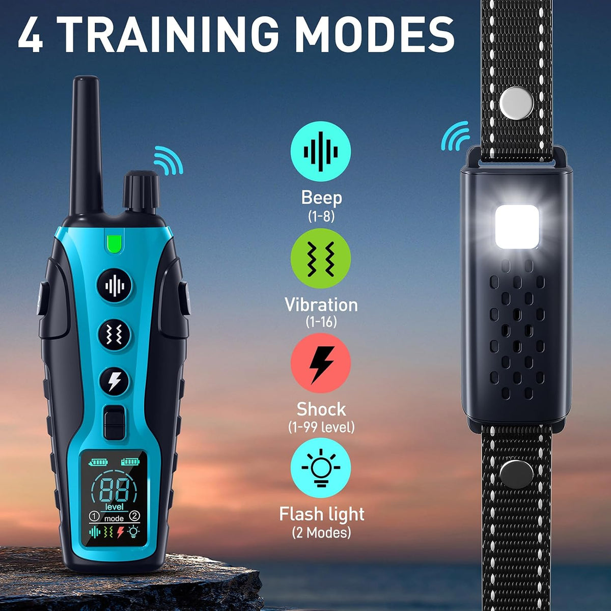 dog shock collar - 4500ft dog training collar, close-up detail