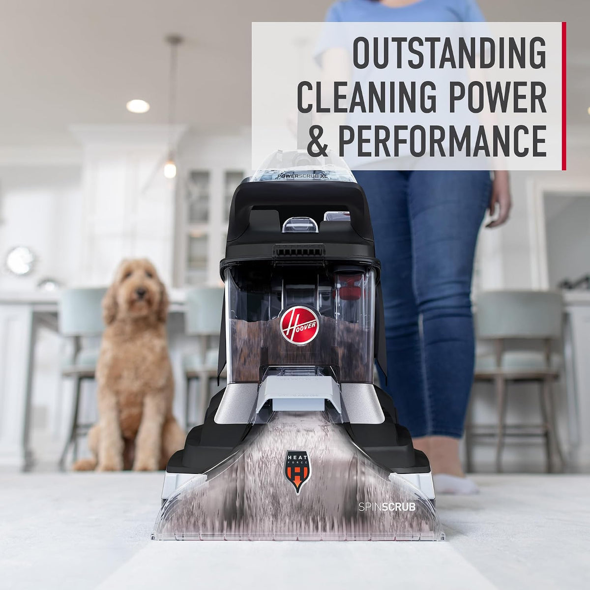 hoover powerscrub elite pet upright carpet cleaner machine, close-up detail