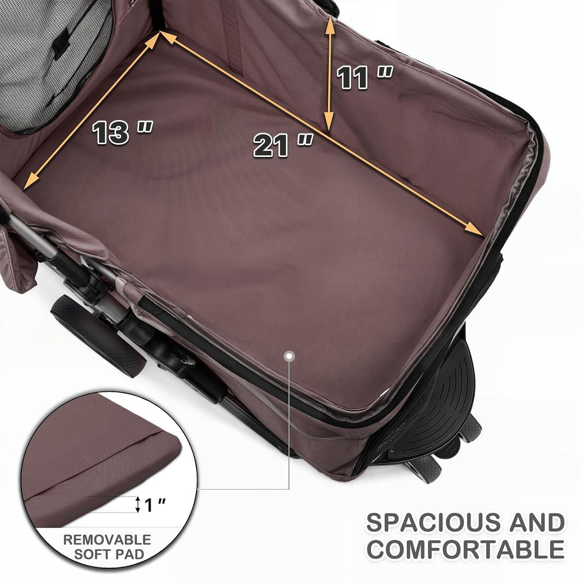 monibloom pet stroller for small/medium dogs and cats, front angle view