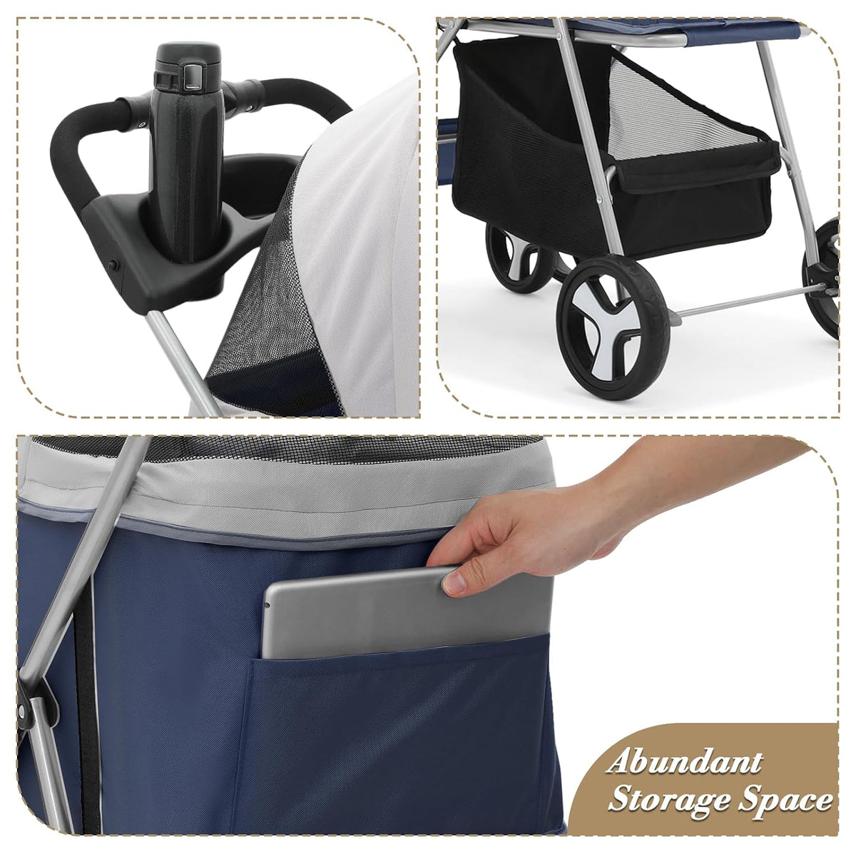 athena collection 4 wheels pet stroller dog stroller, front angle view