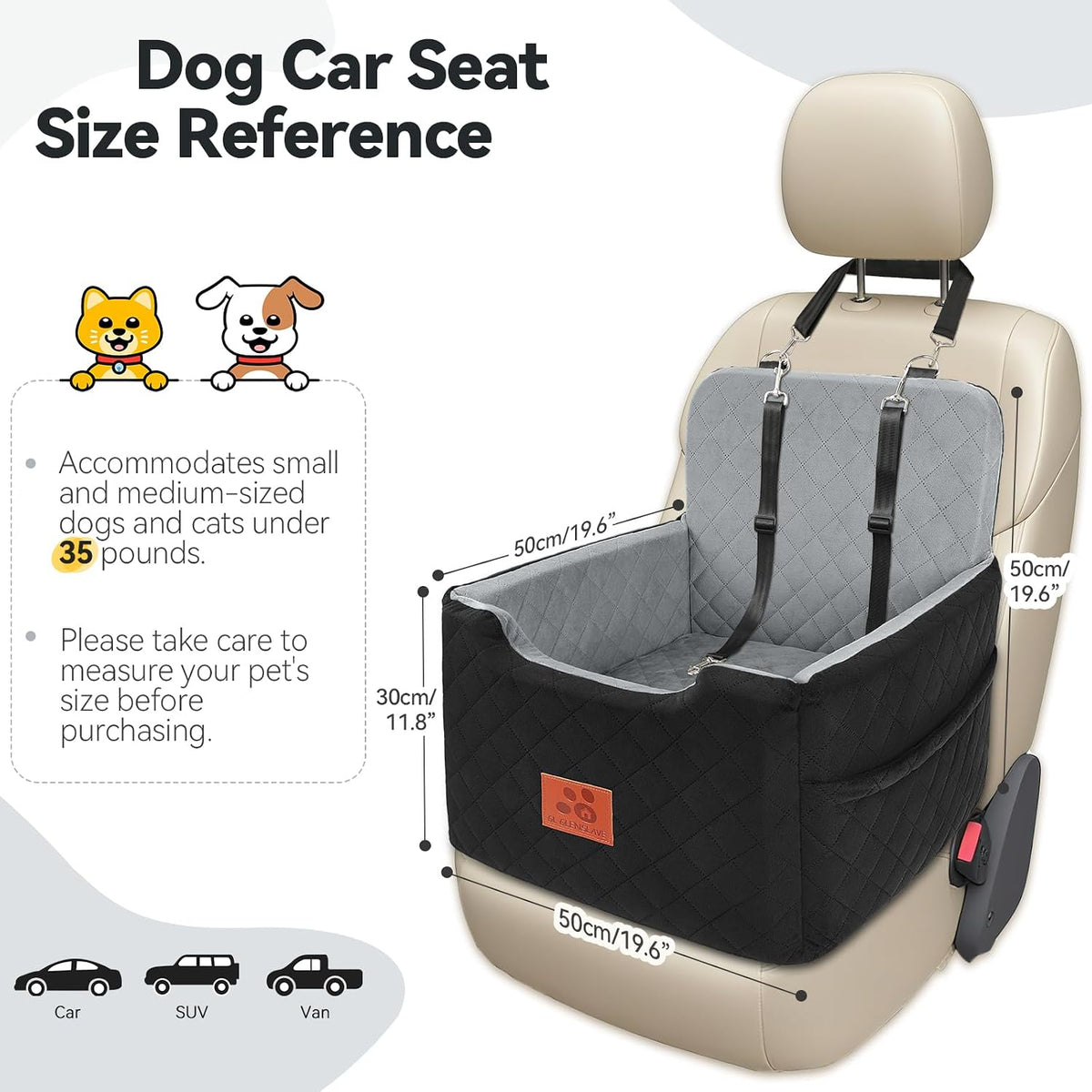 gl glenslave dog car seat for small/medium dogs, close-up detail