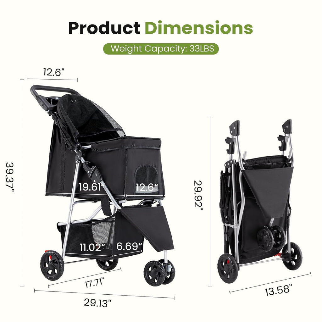 3 wheel dogs stroller for small to medium, package contents