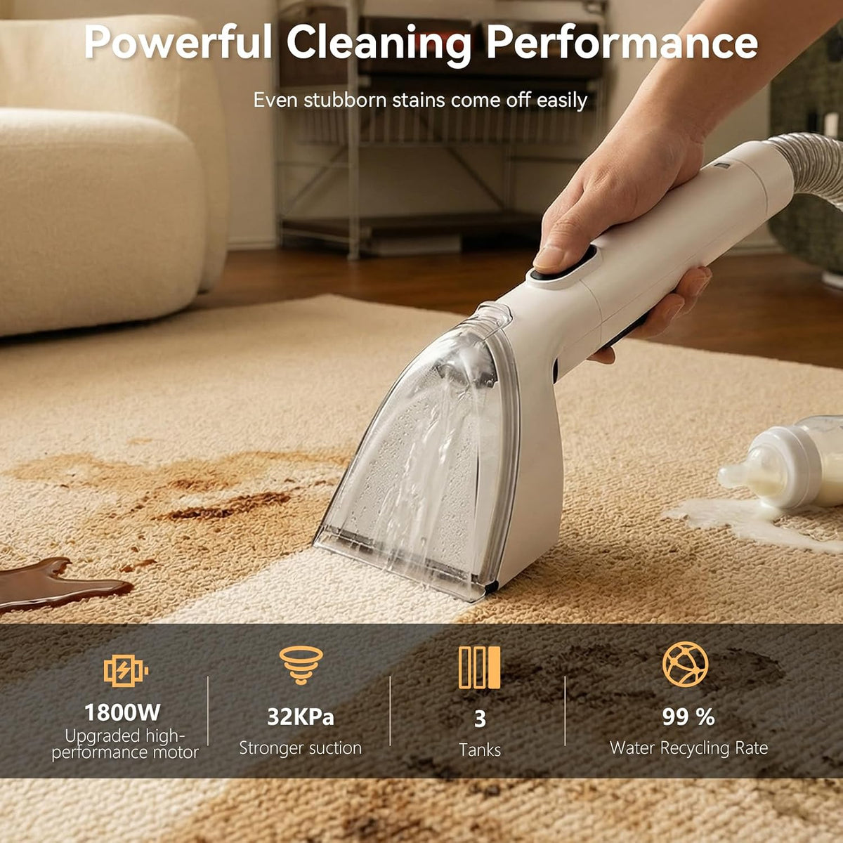 32000pa steam cleaner carpet cleaner 1800w machine upholstery, side view