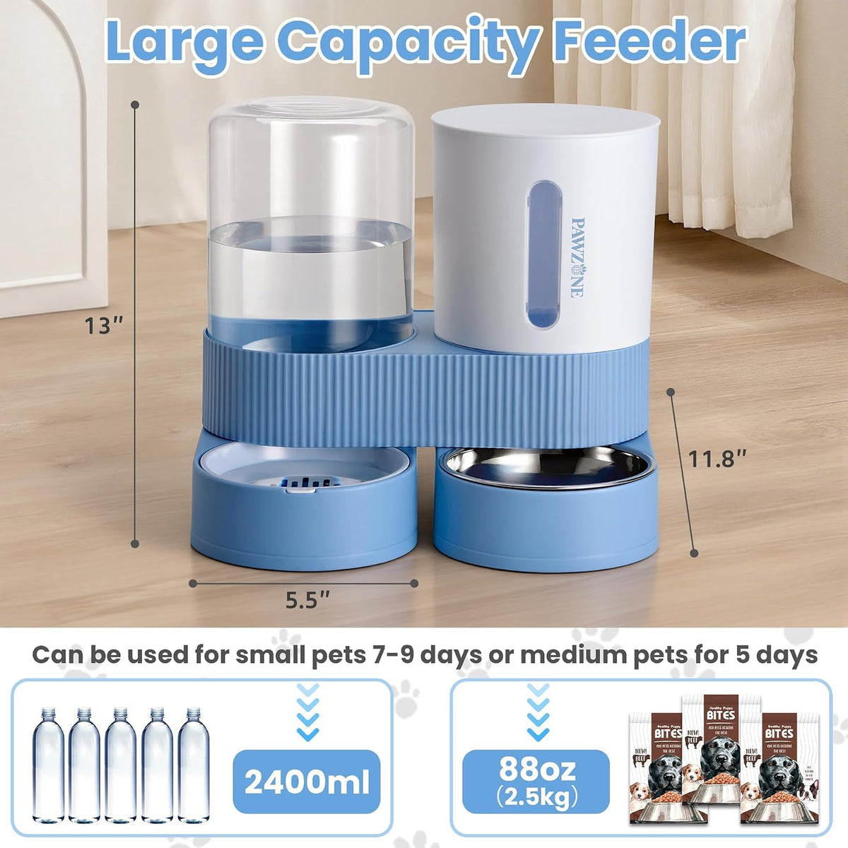 automatic cat feeder stainless steel water dispenser gravity shown in use