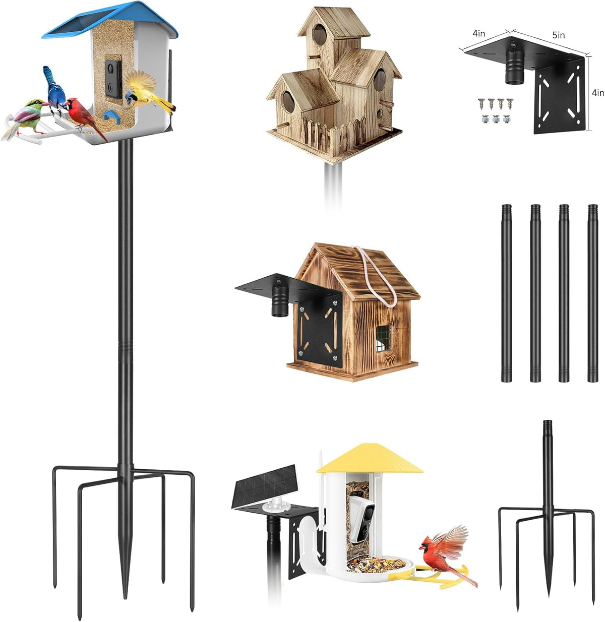 proerr smart bird feeder pole stand 79in,adjustable height, main product view