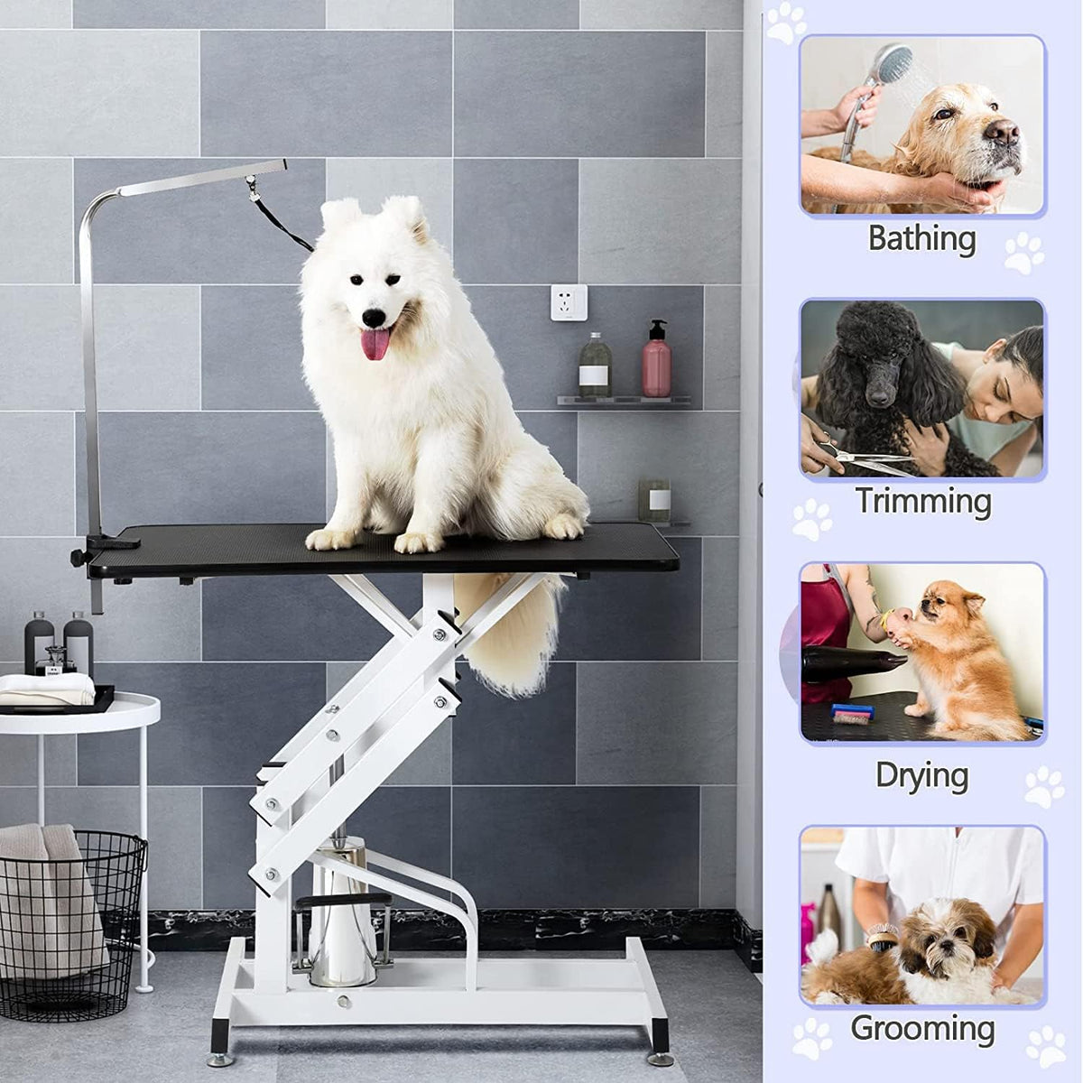 hydraulic dog grooming table for large dogs, heavy, side view