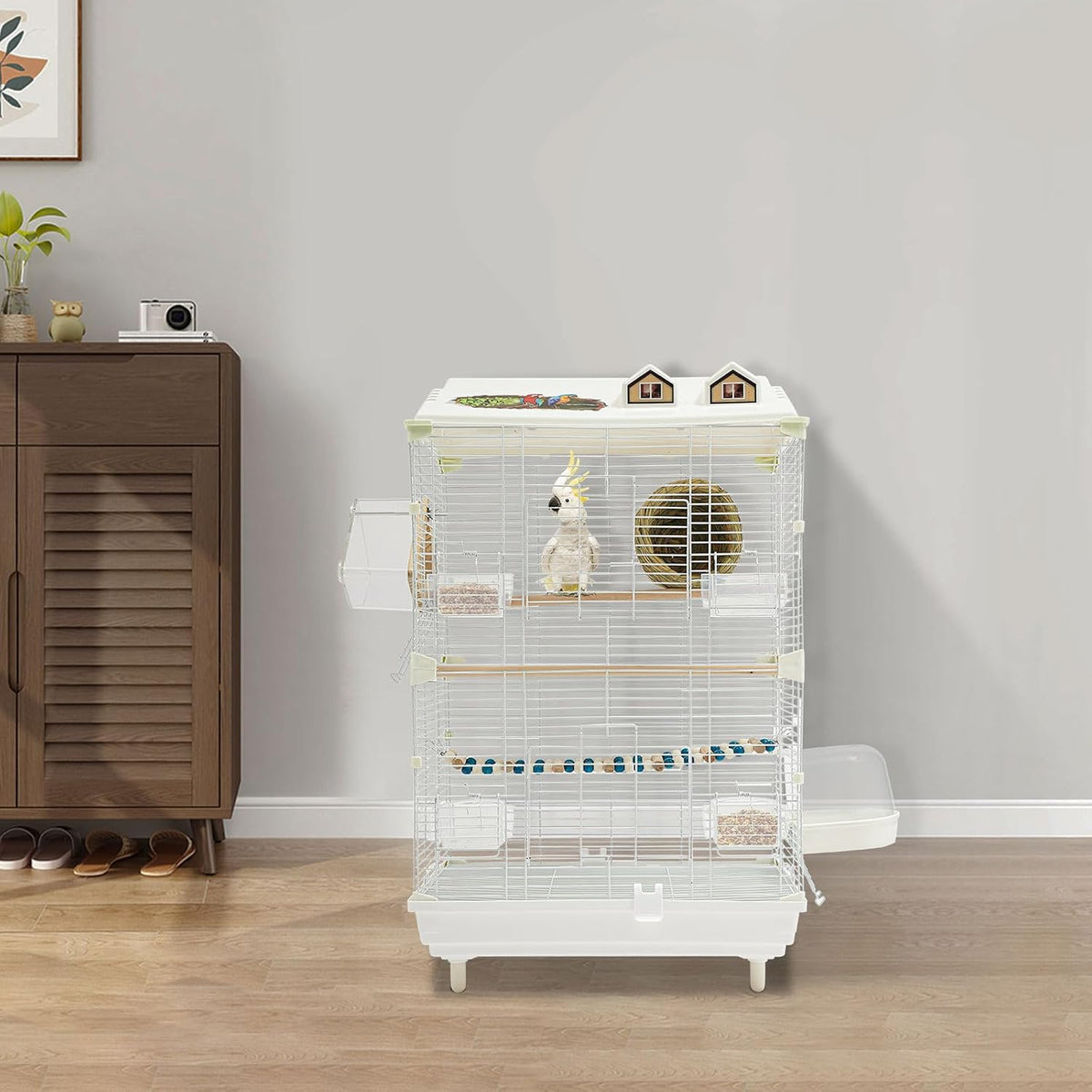 2-door wrought iron bird cage parakeet cage with showing dimensions