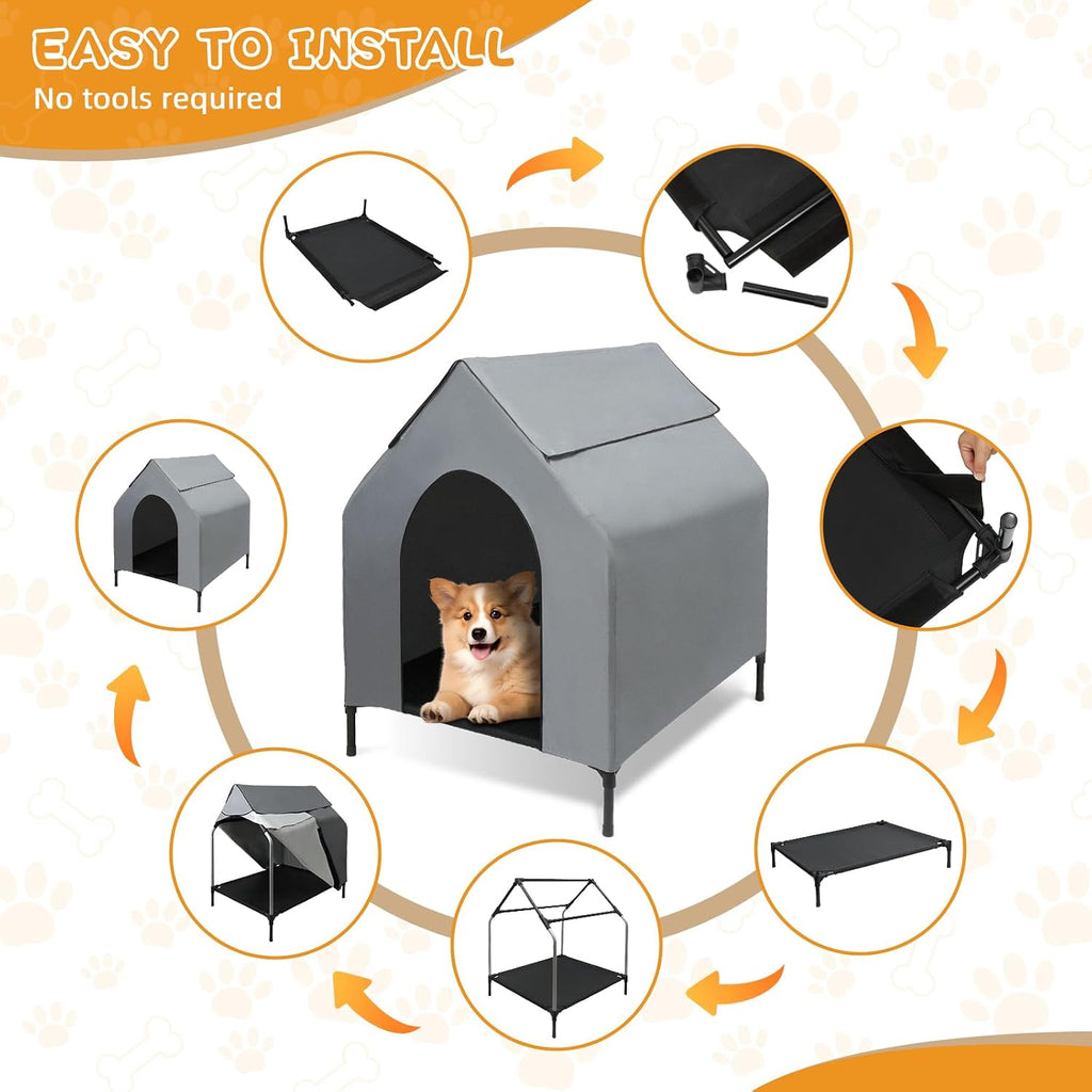dog house outdoor, 2-in-1 dog house for small/medium on a desk or shelf