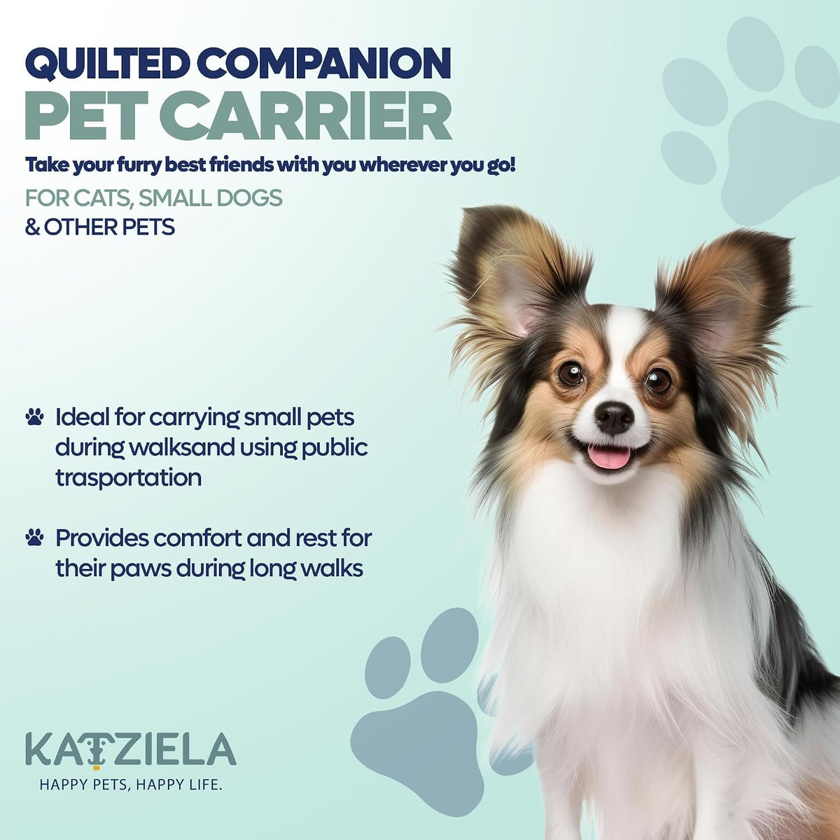 deluxe quilted airline approved pet dog & cat, side view