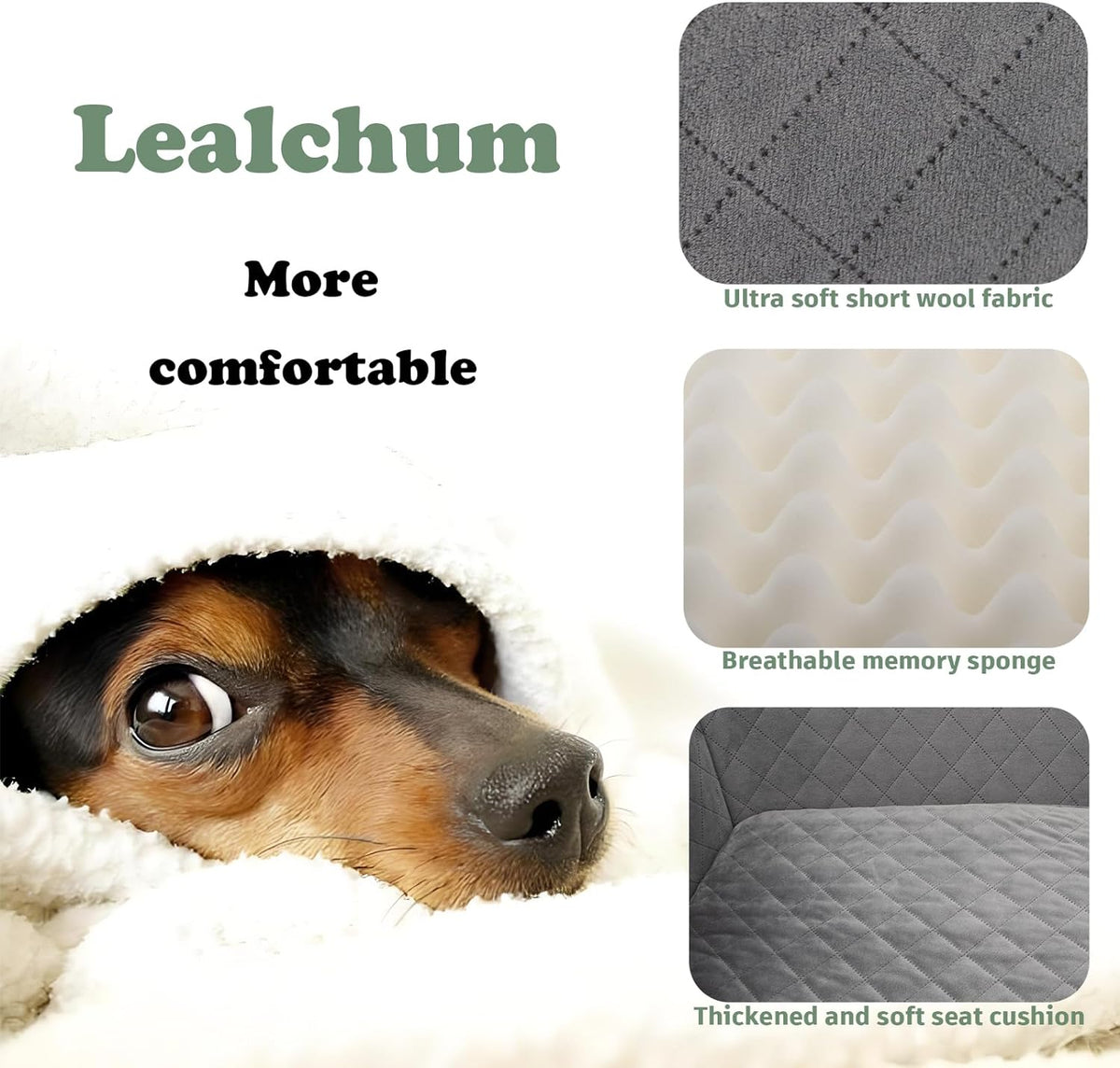 lealchum dog car seat up to 55lb,2 clip-on, close-up detail