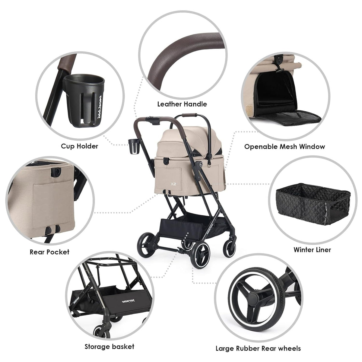 x2 pet stroller, dog cat stroller for small, package contents