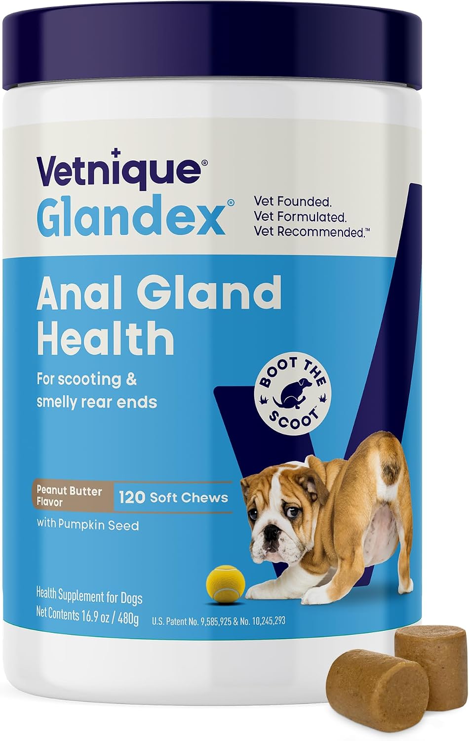 vetnique glandex for dogs anal gland chews 120ct, main product view