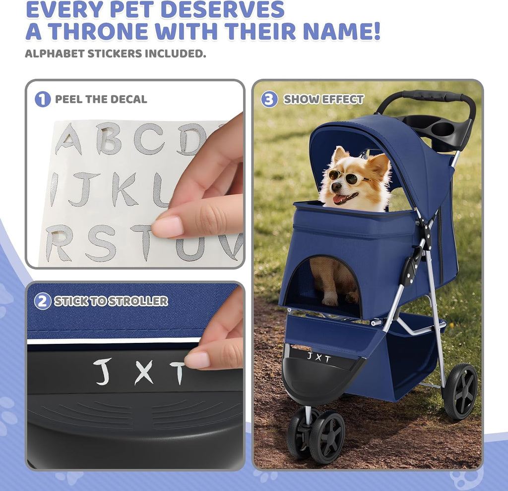 magshion 3-wheel pet stroller for small/medium dogs cats, view 11