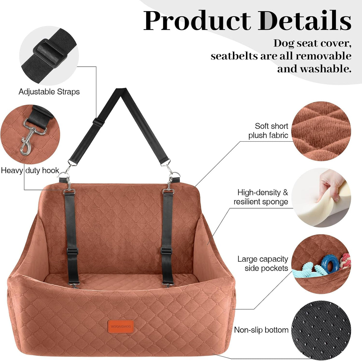 wooaidagg dog car seat for medium & large shown in use