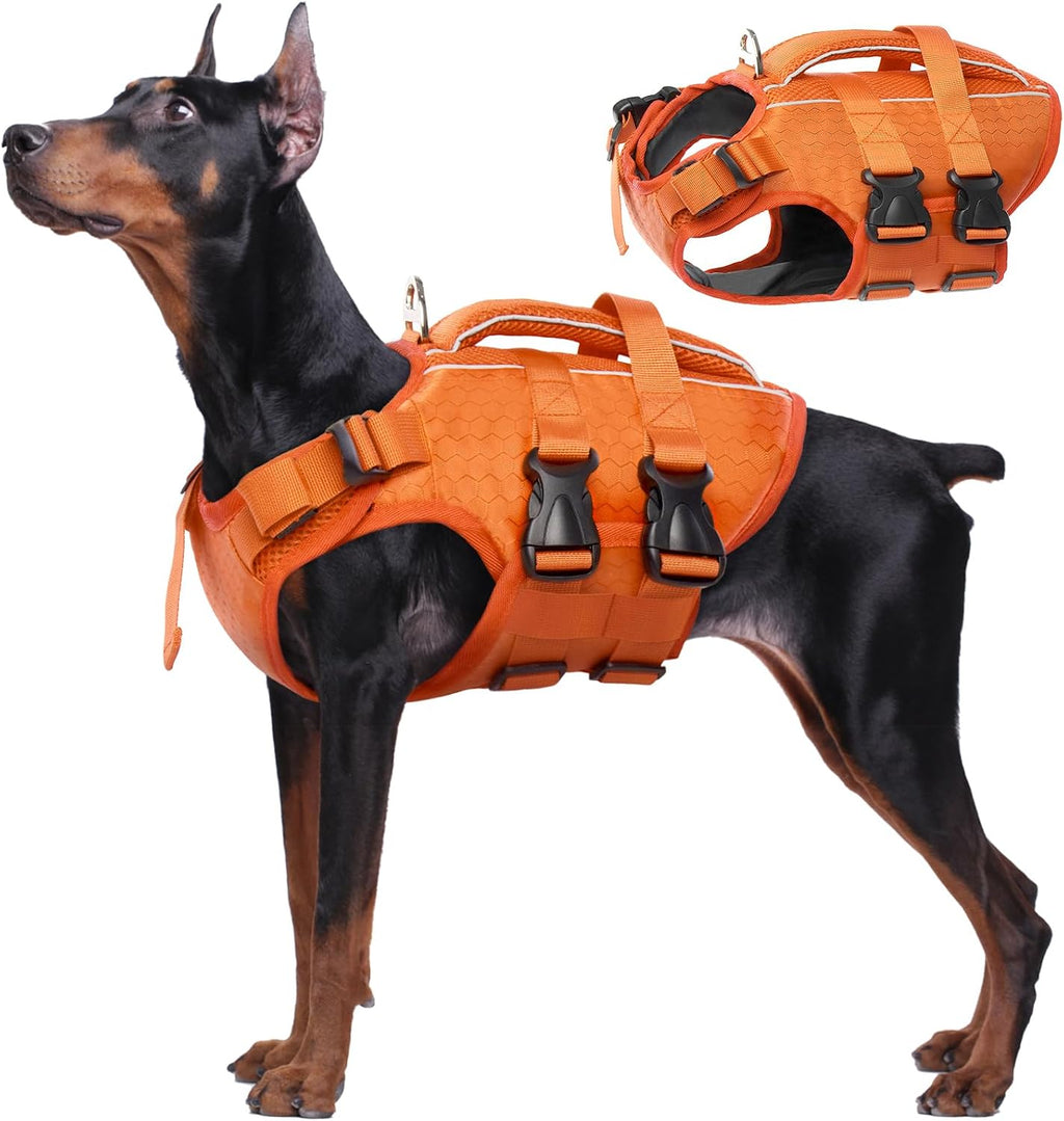 kuoser dog life jacket, high flotation reflective dog, main product view