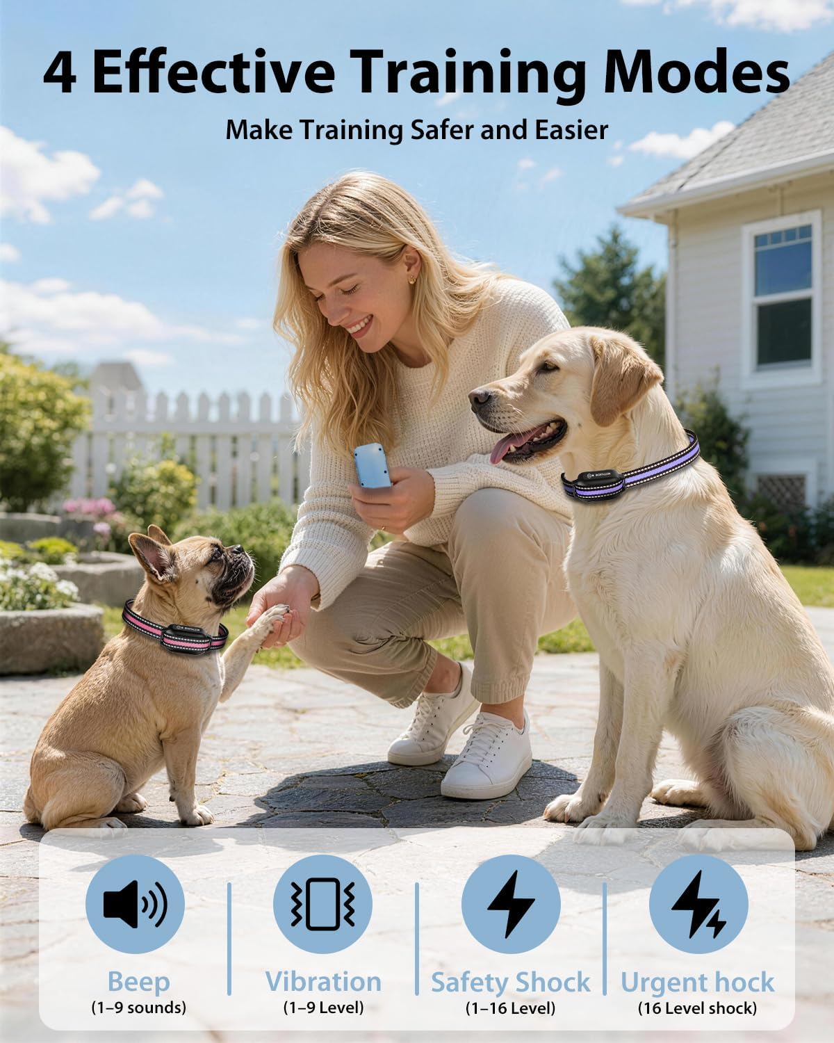 shock collar for dogs 3 pack, 3300ft e shown in use