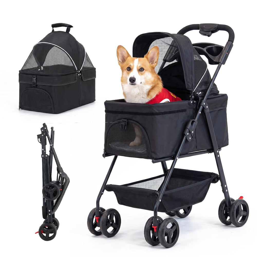 4-wheel pet stroller for small medium dogs cats, main product view