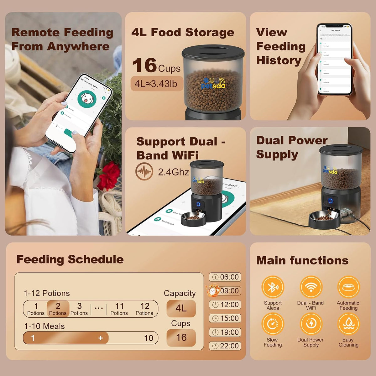 automatic cat feeders 4l timed dry food dispenser shown in use
