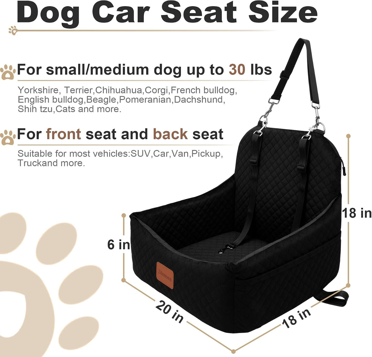 car dog seat with 2 safety leashes,dog car shown in use