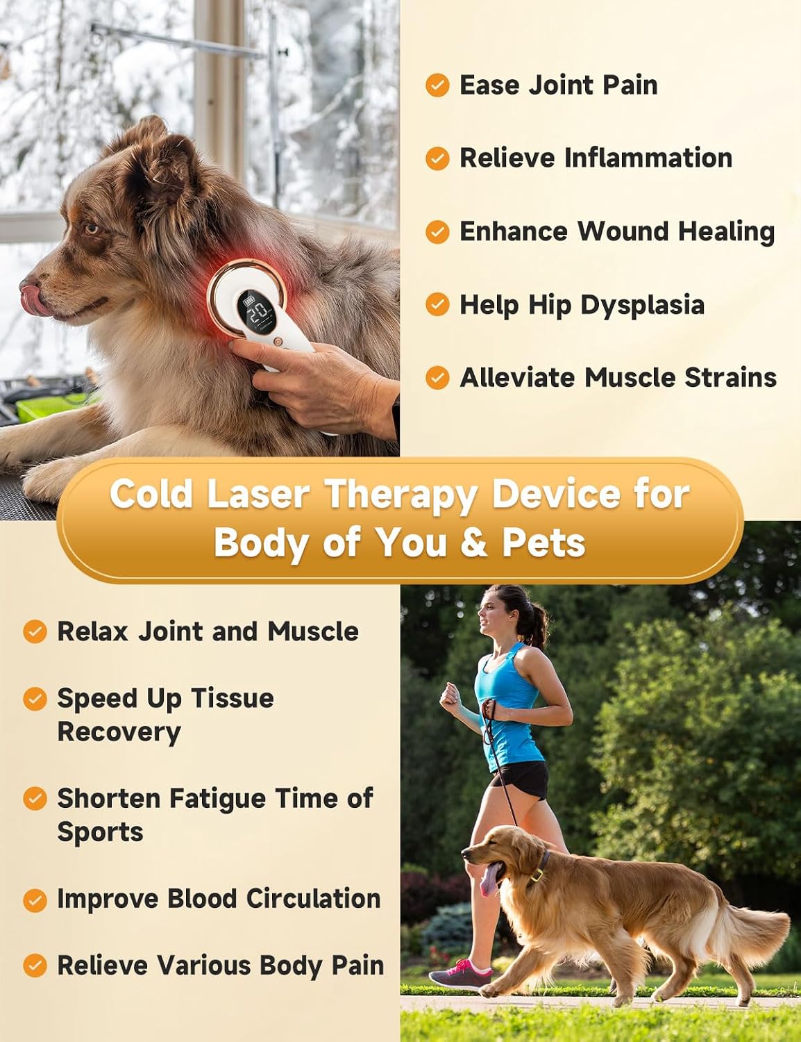 portable cold laser therapy device for dog cat shown in use