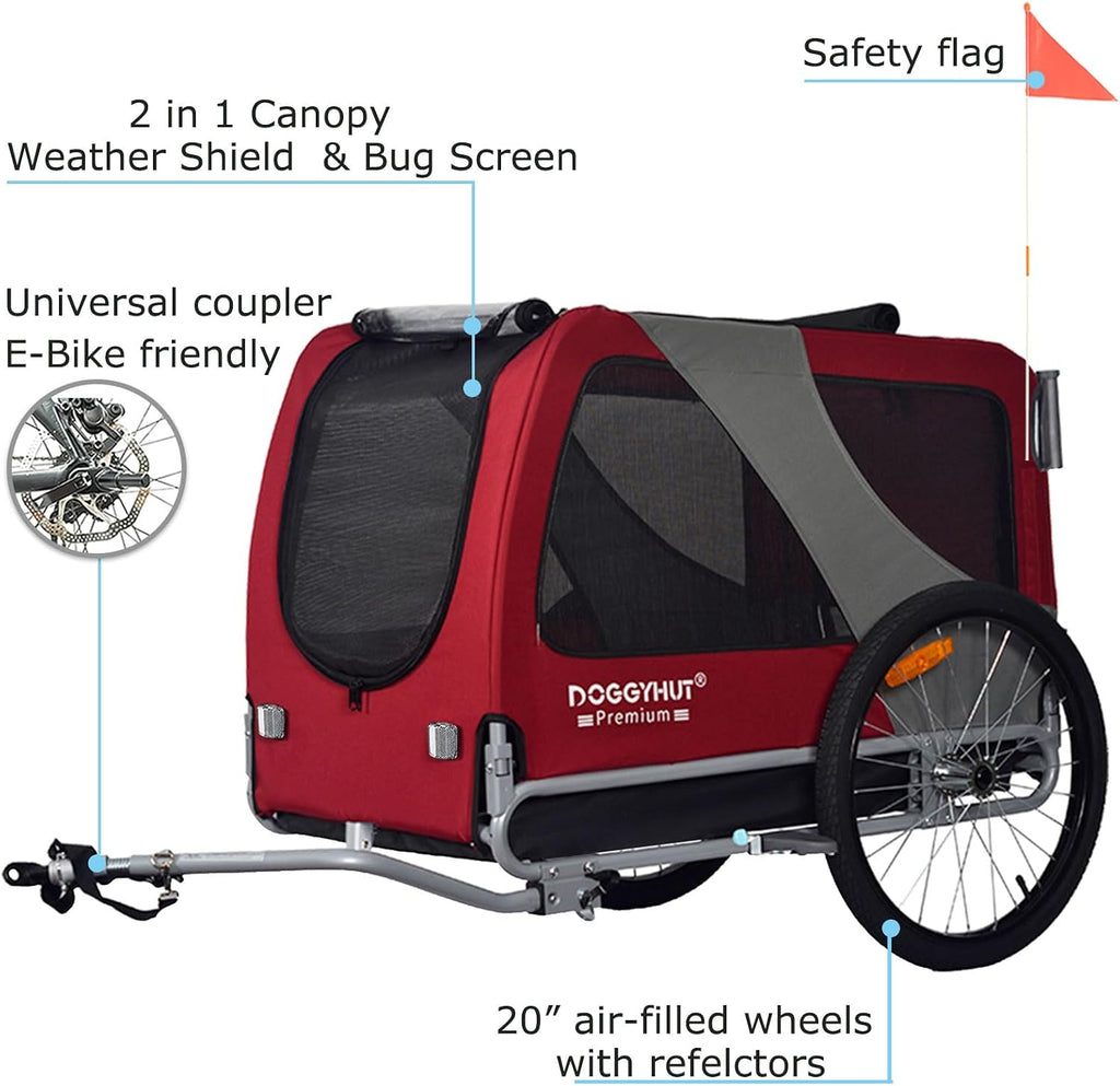 doggyhut® premium x large pet bike trailer &, side view