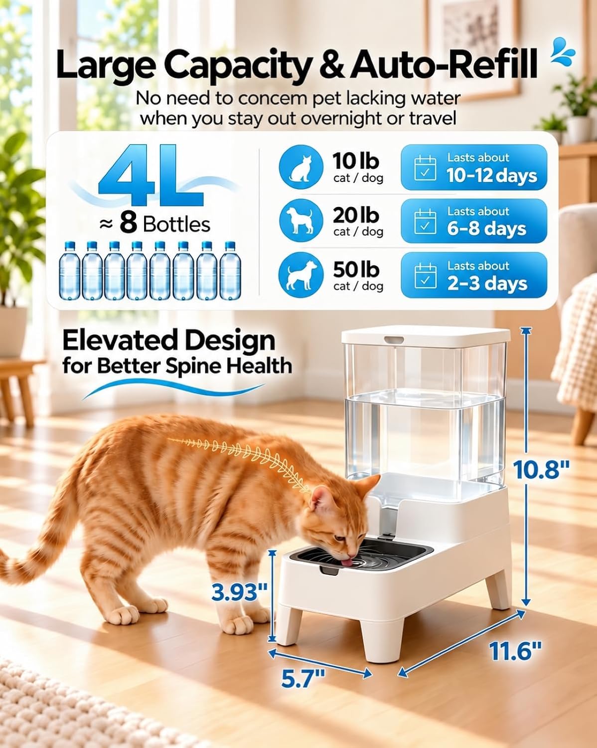 automatic pet water dispenser bowl 4l for cats shown in use